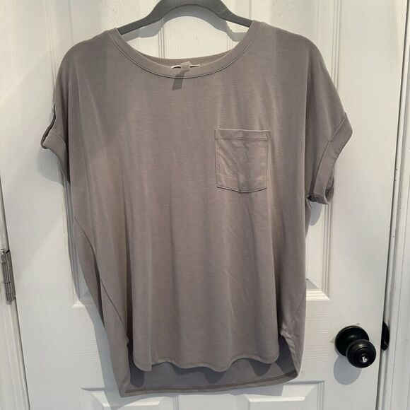 Cable & Gauge Studio Women's Blouse Top Viscose Short Sleeve Size L Gray - Picture 1 of 4